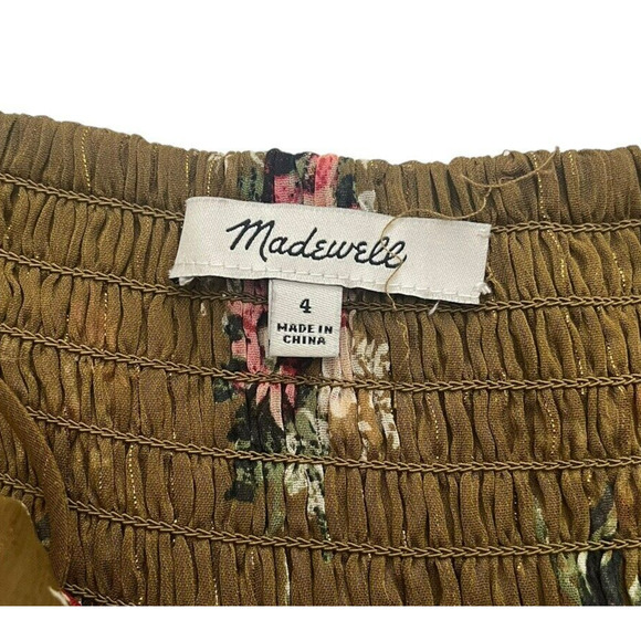Madewell Tiered Midi Dress Fall Harvest Gold Floral Dress Cottage Boho Size 4 - Picture 10 of 14